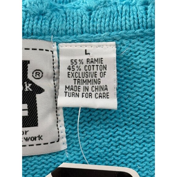 Storybook Knits Blue Cardigan Sweater Sea Shell Embellished Full Zip XL - READ - Picture 9 of 10